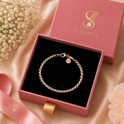 Silvanya Rose Gold Crystal Link Sterling Silver Bracelet
