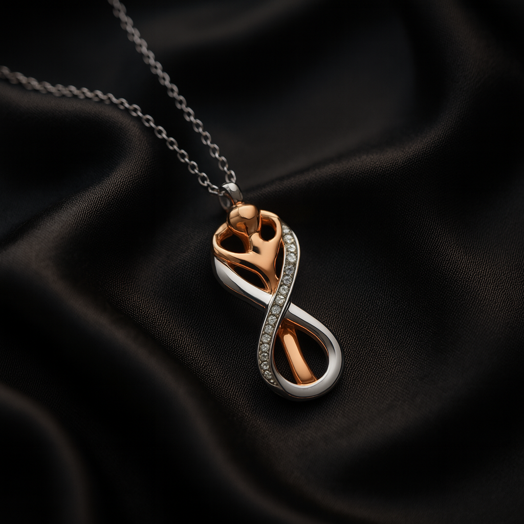 Rose Gold & Silver Infinity Embrace Pendant Necklace for Women – Silvanya
