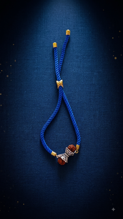 Royal Blue Rudraksha Adjustable Rakhi