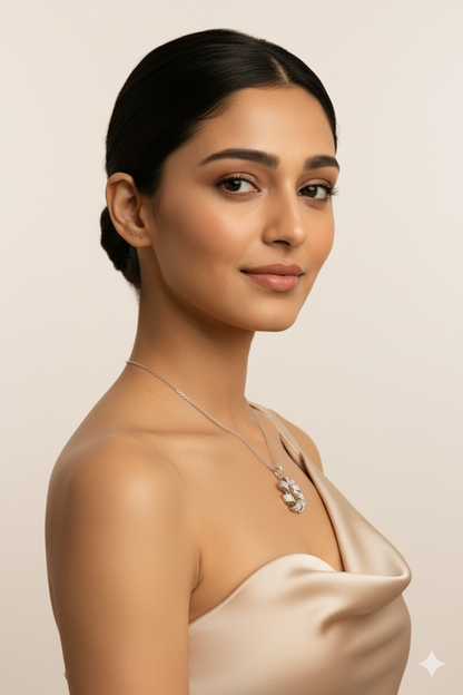 Luxury Rhodium-Plated Diamond Twisted Loop Pendant Necklace for Women – Silvanya