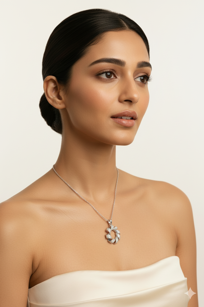 Luxury Rhodium-Plated Diamond Twisted Loop Pendant Necklace for Women – Silvanya