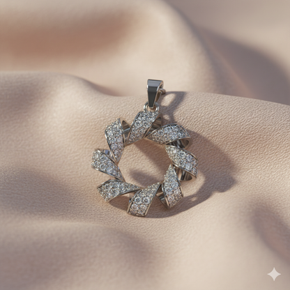 Sterling Silver CZ Twisted Wreath Pendant Necklace ! Silvanya