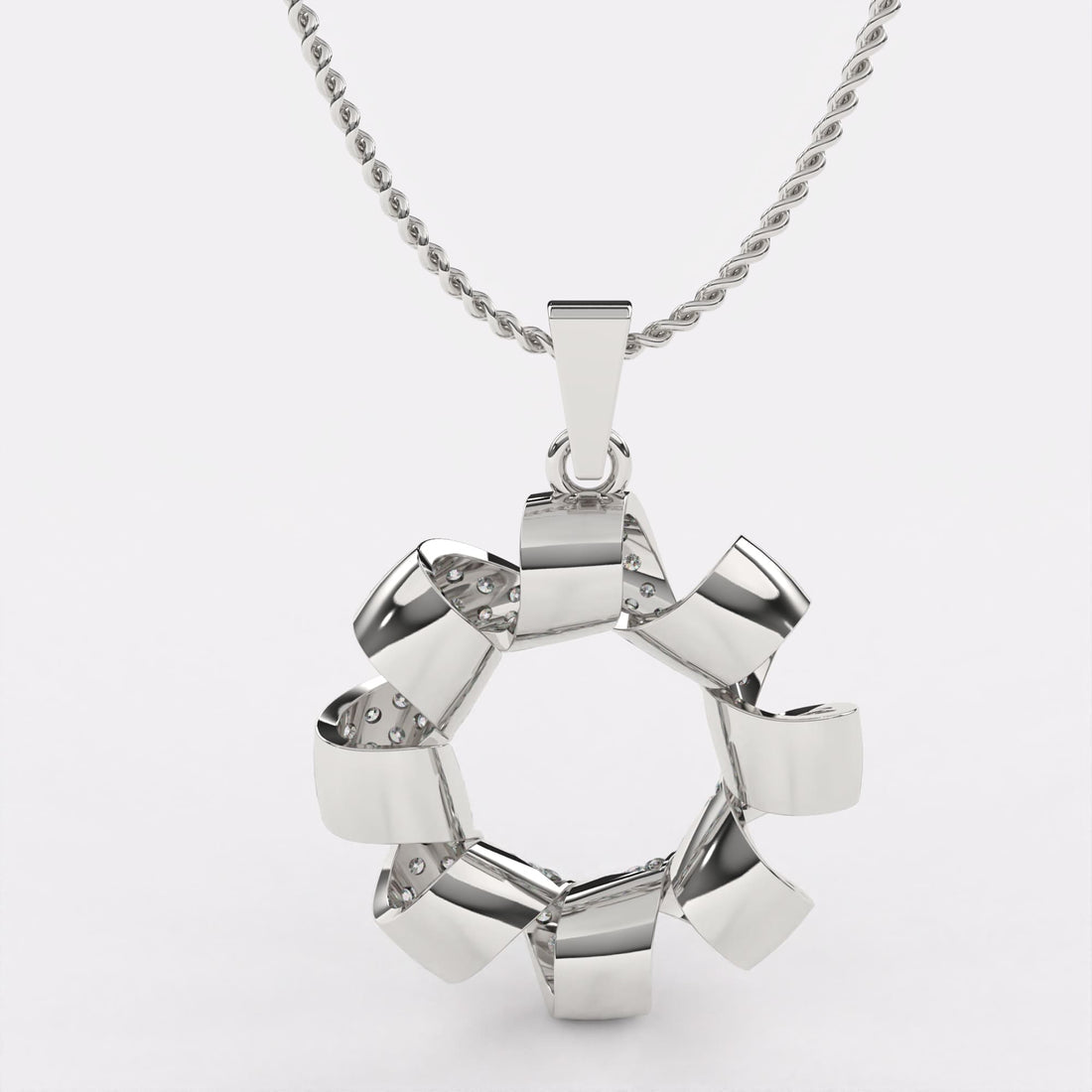 Sterling Silver CZ Twisted Wreath Pendant Necklace ! Silvanya