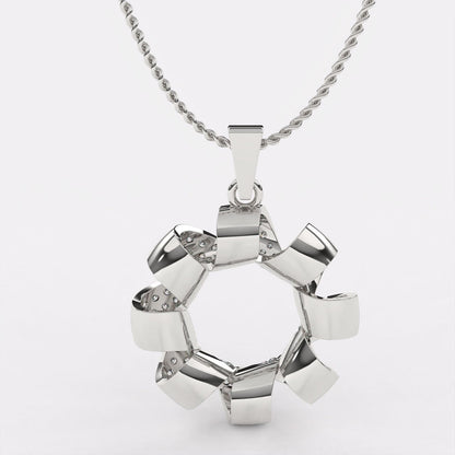 Sterling Silver CZ Twisted Wreath Pendant Necklace ! Silvanya