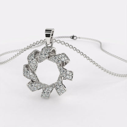 Sterling Silver CZ Twisted Wreath Pendant Necklace ! Silvanya