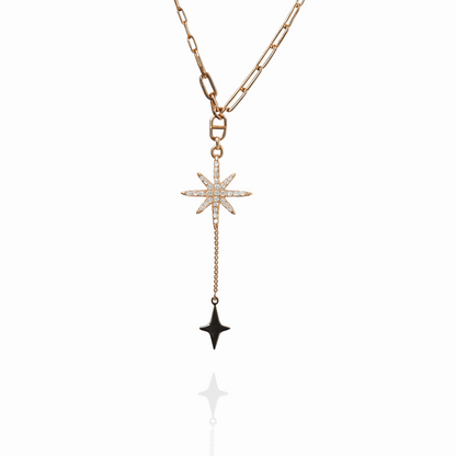 Rose Gold CZ Double Star Pendant Necklace! Silvanya