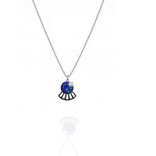 Sterling Silver Blue Crystal & CZ Geometric Pendant Necklace! Silvanya
