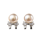 925 sterling silver pearl bow stud earrings with sparkling CZ stones
