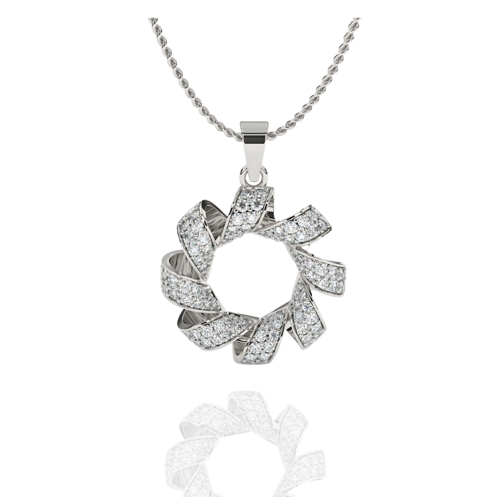 Sterling Silver CZ Twisted Wreath Pendant Necklace ! Silvanya