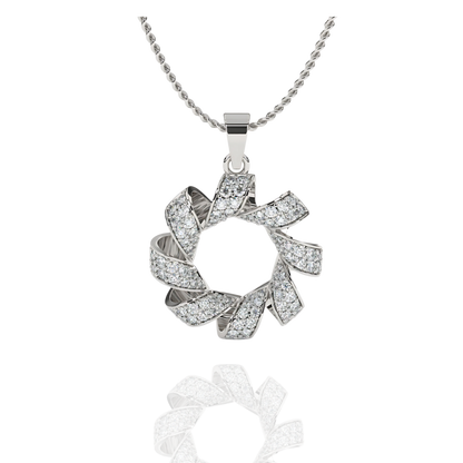 Sterling Silver CZ Twisted Wreath Pendant Necklace ! Silvanya