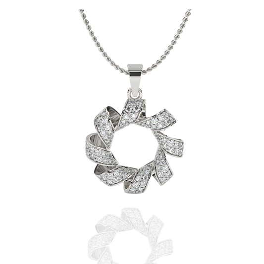 Sterling Silver CZ Twisted Wreath Pendant Necklace ! Silvanya