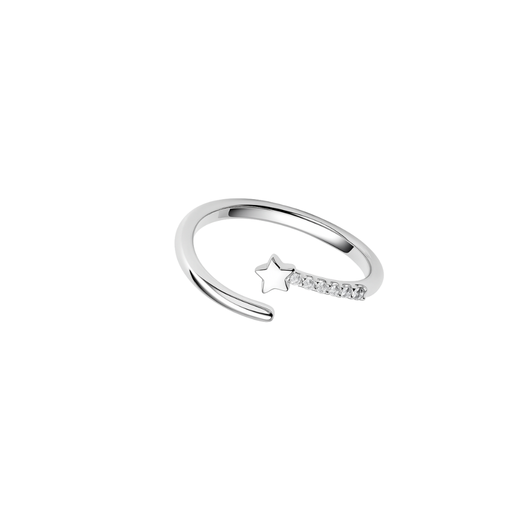 Sterling Silver Shooting Star Ring with Cubic Zirconia