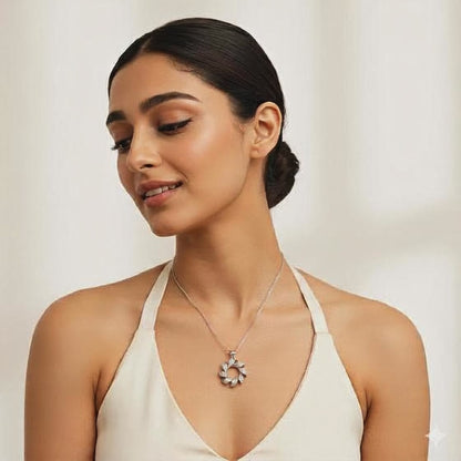 Sterling Silver CZ Twisted Wreath Pendant Necklace ! Silvanya